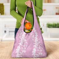 Puakenikeni and Maile Lei Grocery Bag Pink Double Strand Lei