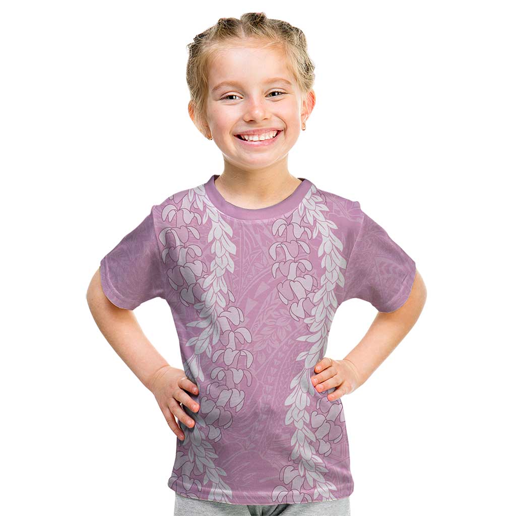 Puakenikeni and Maile Lei Kid T Shirt Pink Double Strand Lei LT9 Pink - Polynesian Pride