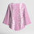 Puakenikeni and Maile Lei Kimono Sleeve Blouse Pink Double Strand Lei - Polynesian Pride