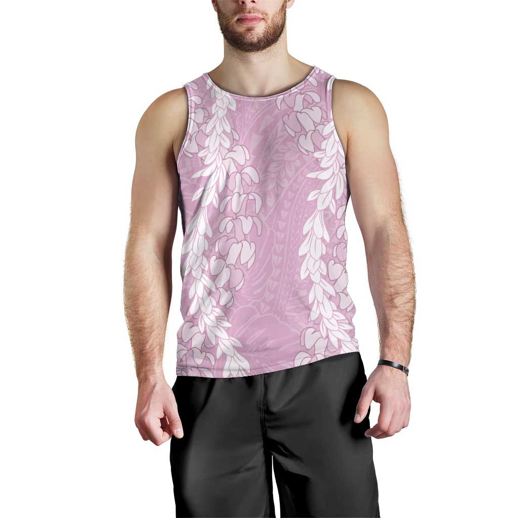 Puakenikeni and Maile Lei Men Tank Top Pink Double Strand Lei