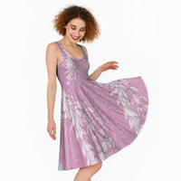 Puakenikeni and Maile Lei Midi Dress Pink Double Strand Lei - Polynesian Pride