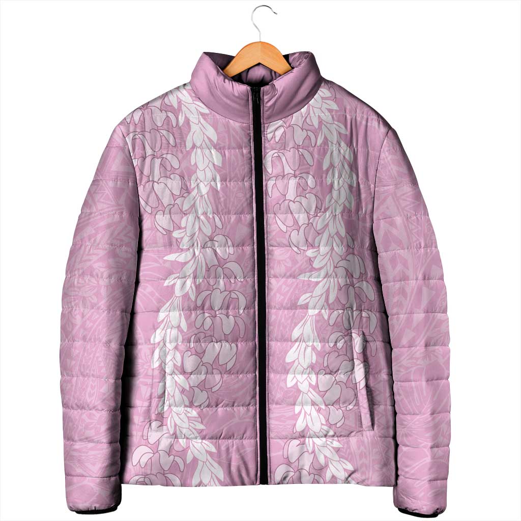 Puakenikeni and Maile Lei Padded Jacket Pink Double Strand Lei - Polynesian Pride