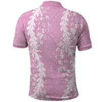 Puakenikeni and Maile Lei Polo Shirt Pink Double Strand Lei