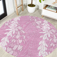 Puakenikeni and Maile Lei Round Carpet Pink Double Strand Lei