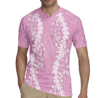 Puakenikeni and Maile Lei Rugby Jersey Pink Double Strand Lei