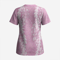 Puakenikeni and Maile Lei Scrub Top Pink Double Strand Lei - Polynesian Pride