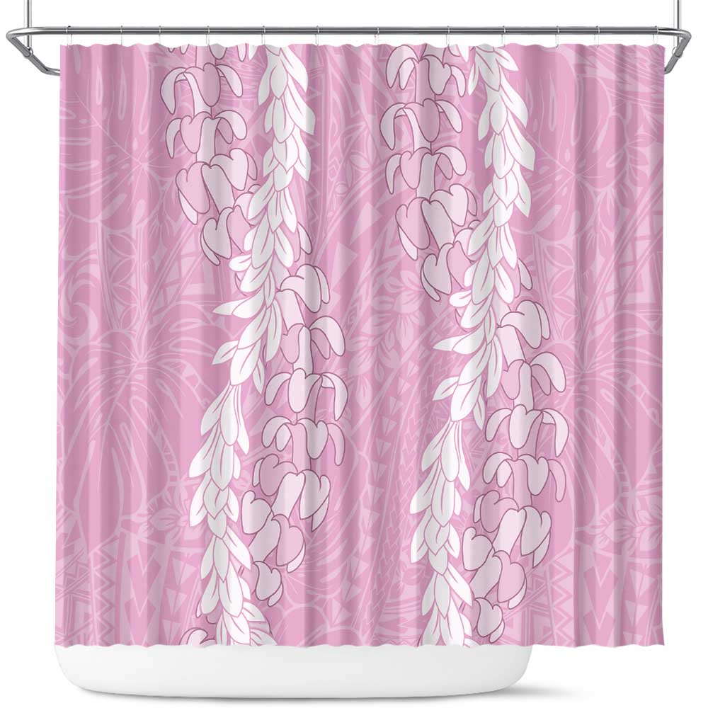 Puakenikeni and Maile Lei Shower Curtain Pink Double Strand Lei LT9 Pink - Polynesian Pride