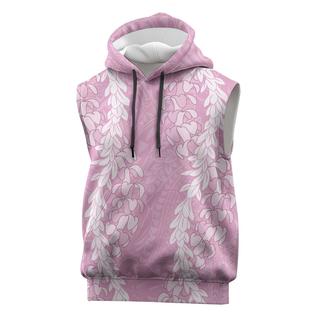 Puakenikeni and Maile Lei Sleeveless Hoodie Pink Double Strand Lei - Polynesian Pride
