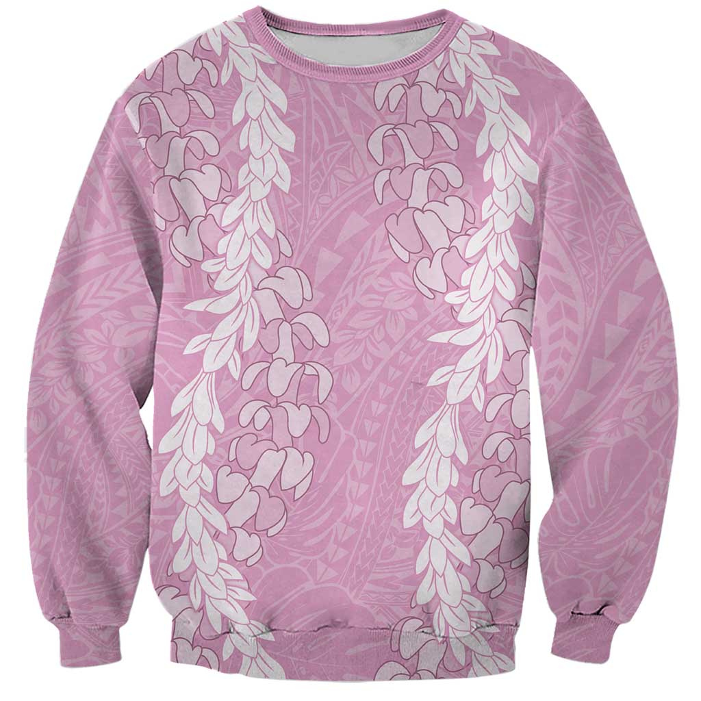 Puakenikeni and Maile Lei Sweatshirt Pink Double Strand Lei