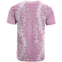 Puakenikeni and Maile Lei T Shirt Pink Double Strand Lei