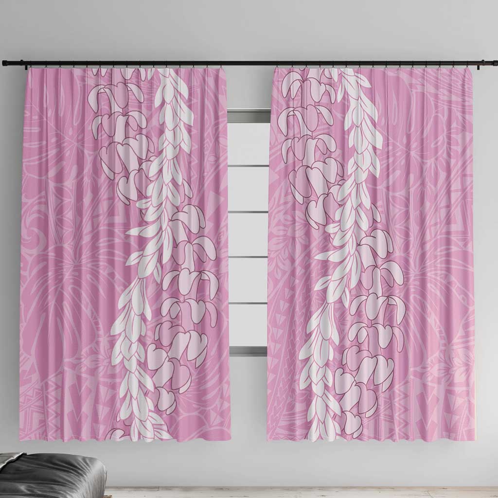 Puakenikeni and Maile Lei Window Curtain Pink Double Strand Lei LT9 With Hooks Pink - Polynesian Pride