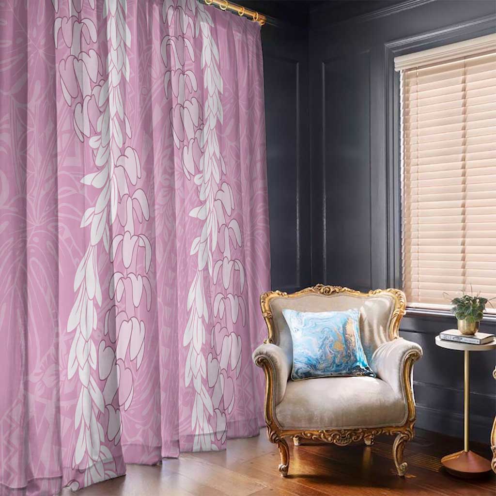 Puakenikeni and Maile Lei Window Curtain Pink Double Strand Lei