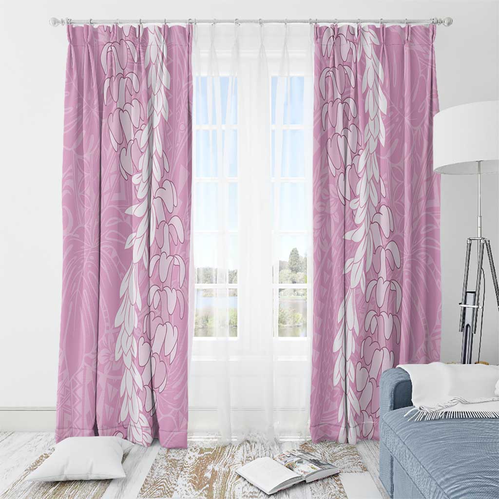 Puakenikeni and Maile Lei Window Curtain Pink Double Strand Lei