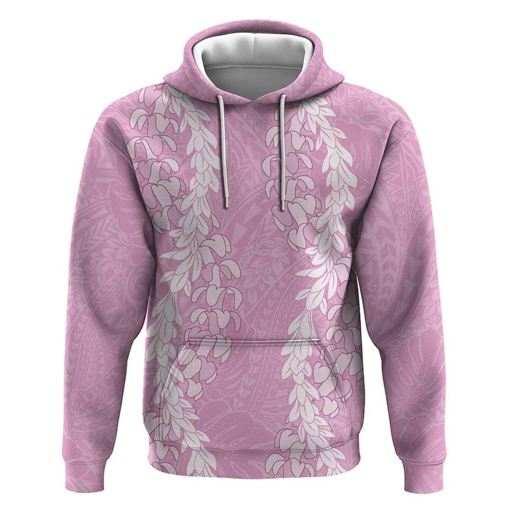 Puakenikeni and Maile Lei Zip Hoodie Pink Double Strand Lei