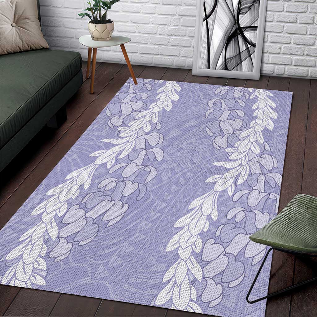 Puakenikeni and Maile Lei Area Rug Purple Double Strand Lei