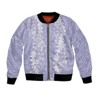 Puakenikeni and Maile Lei Bomber Jacket Purple Double Strand Lei LT9 Unisex Purple - Polynesian Pride