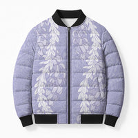 Puakenikeni and Maile Lei Bomber Puffer Jacket Purple Double Strand Lei - Polynesian Pride