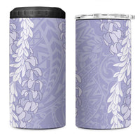 Puakenikeni and Maile Lei 4 in 1 Can Cooler Tumbler Purple Double Strand Lei