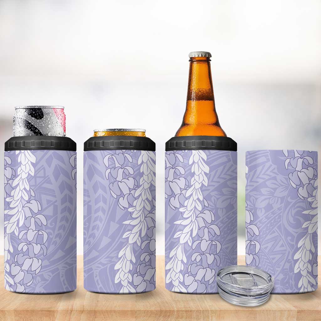 Puakenikeni and Maile Lei 4 in 1 Can Cooler Tumbler Purple Double Strand Lei