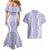 Puakenikeni and Maile Lei Couples Matching Mermaid Dress and Hawaiian Shirt Purple Double Strand Lei