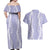 Puakenikeni and Maile Lei Couples Matching Off Shoulder Maxi Dress and Hawaiian Shirt Purple Double Strand Lei