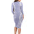 Puakenikeni and Maile Lei Family Matching Long Sleeve Bodycon Dress and Hawaiian Shirt Purple Double Strand Lei