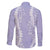 Puakenikeni and Maile Lei Family Matching Off The Shoulder Long Sleeve Dress and Hawaiian Shirt Purple Double Strand Lei
