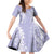 Puakenikeni and Maile Lei Family Matching Off Shoulder Short Dress and Hawaiian Shirt Purple Double Strand Lei