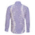 Puakenikeni and Maile Lei Family Matching Off Shoulder Short Dress and Hawaiian Shirt Purple Double Strand Lei