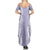 Puakenikeni and Maile Lei Family Matching Summer Maxi Dress and Hawaiian Shirt Purple Double Strand Lei