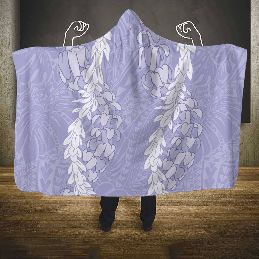 Puakenikeni and Maile Lei Hooded Blanket Purple Double Strand Lei