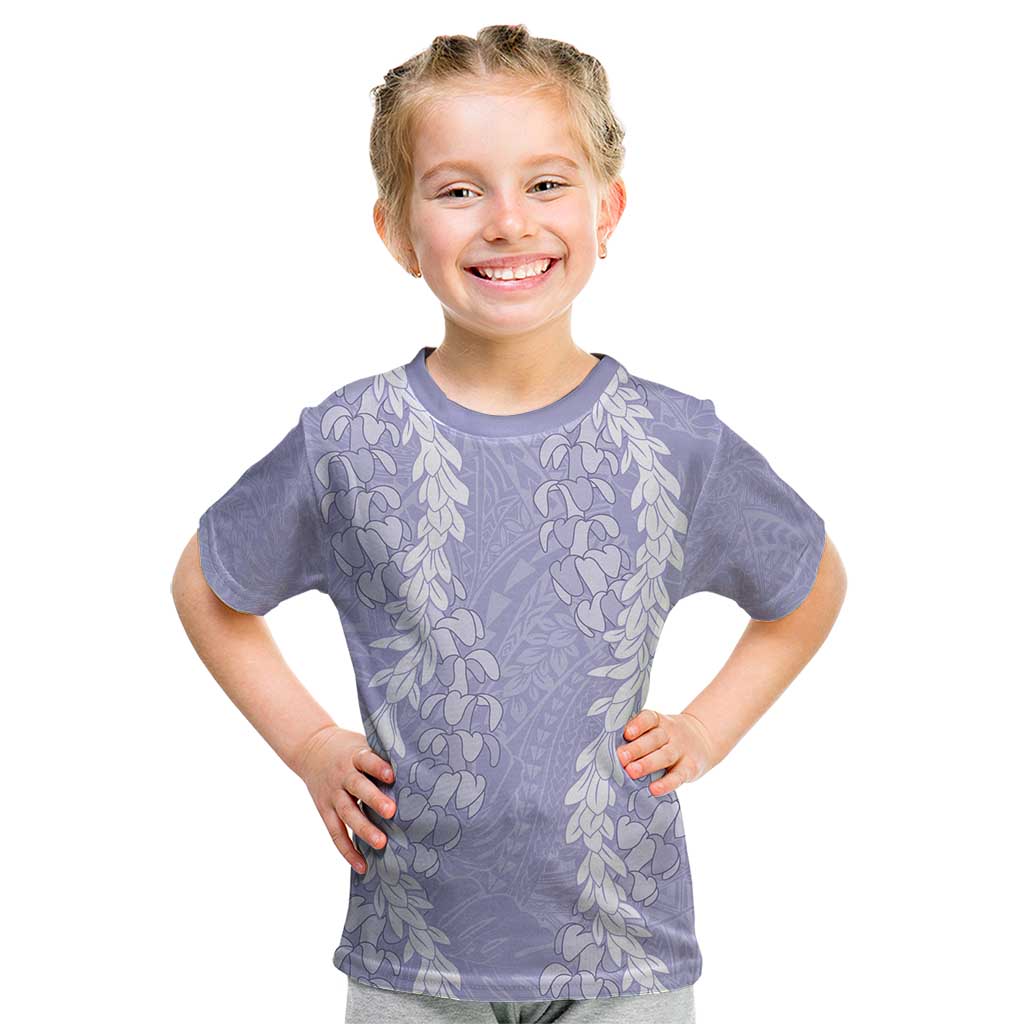 Puakenikeni and Maile Lei Kid T Shirt Purple Double Strand Lei LT9 Purple - Polynesian Pride