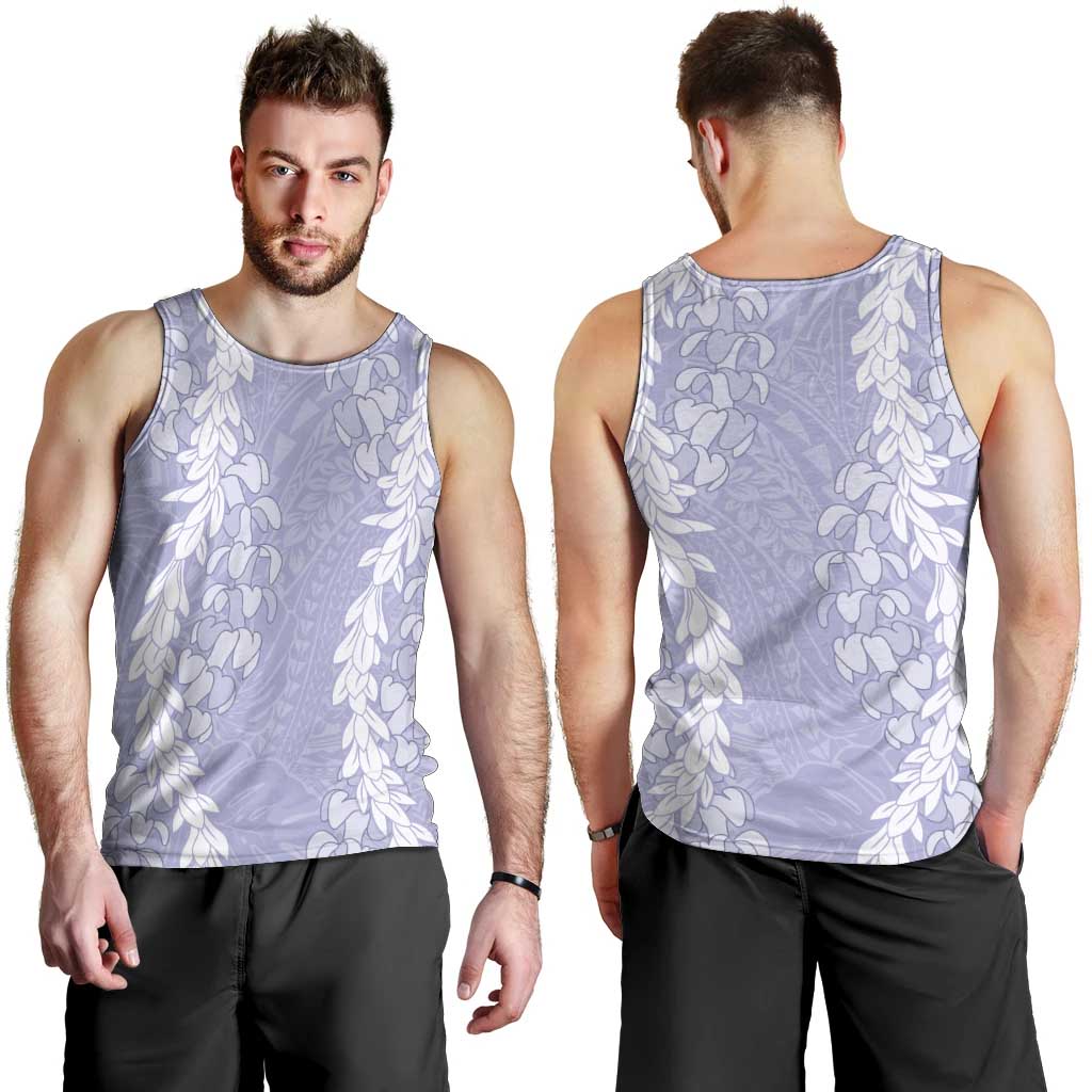 Puakenikeni and Maile Lei Men Tank Top Purple Double Strand Lei