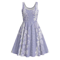 Puakenikeni and Maile Lei Midi Dress Purple Double Strand Lei - Polynesian Pride