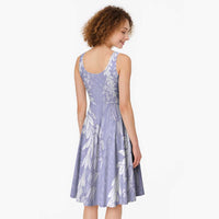 Puakenikeni and Maile Lei Midi Dress Purple Double Strand Lei - Polynesian Pride