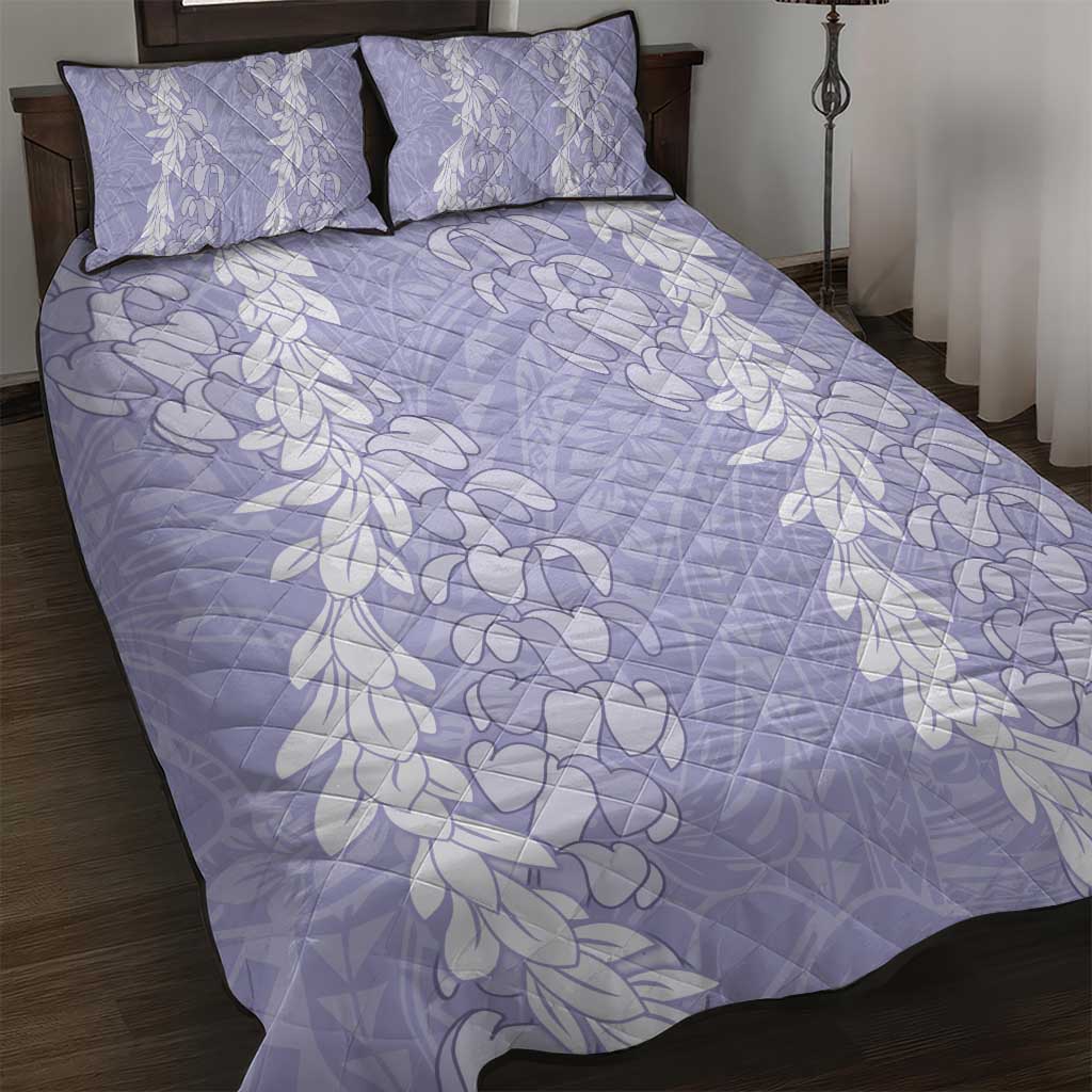 Puakenikeni and Maile Lei Quilt Bed Set Purple Double Strand Lei LT9 Purple - Polynesian Pride