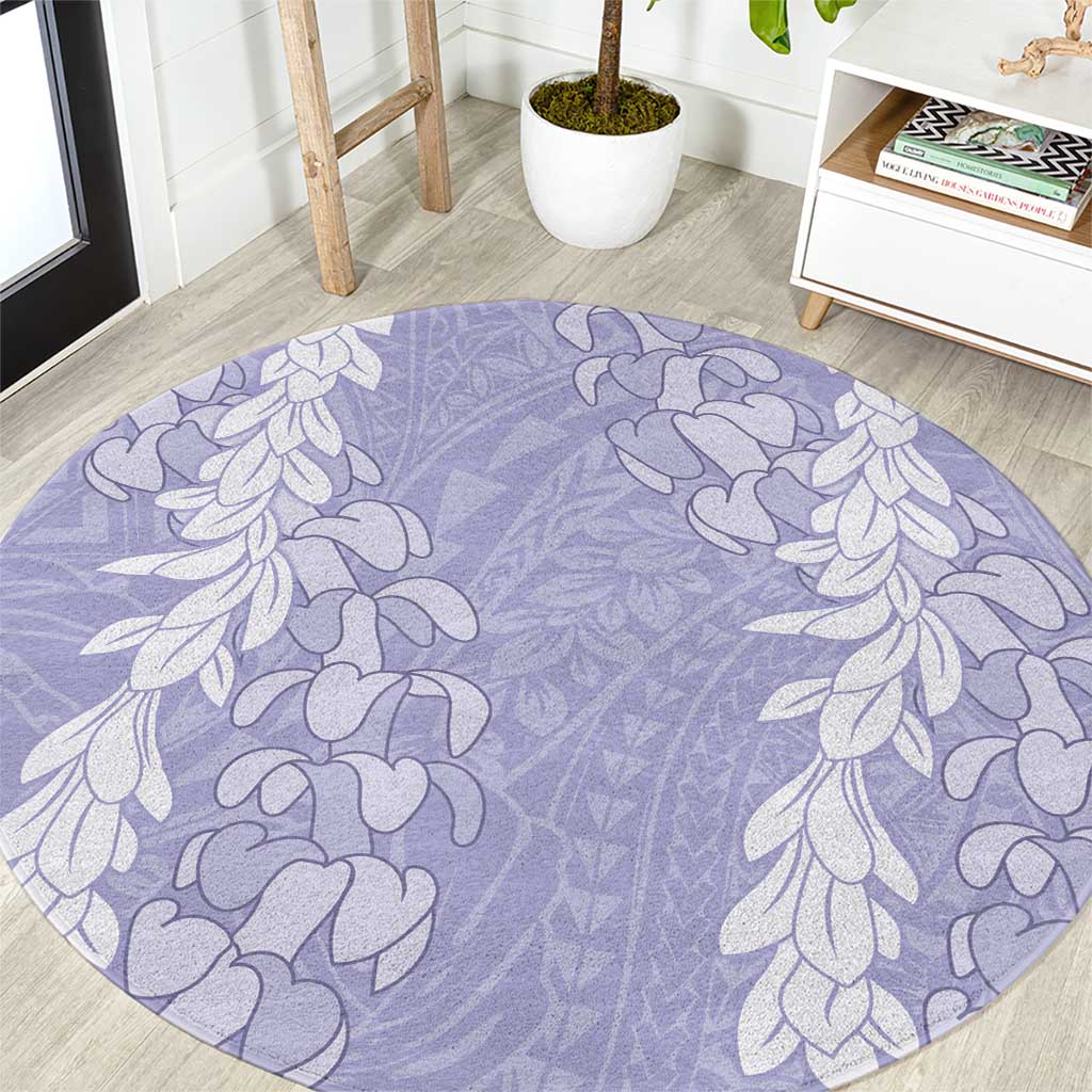 Puakenikeni and Maile Lei Round Carpet Purple Double Strand Lei