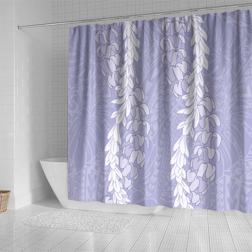 Puakenikeni and Maile Lei Shower Curtain Purple Double Strand Lei LT9 - Polynesian Pride