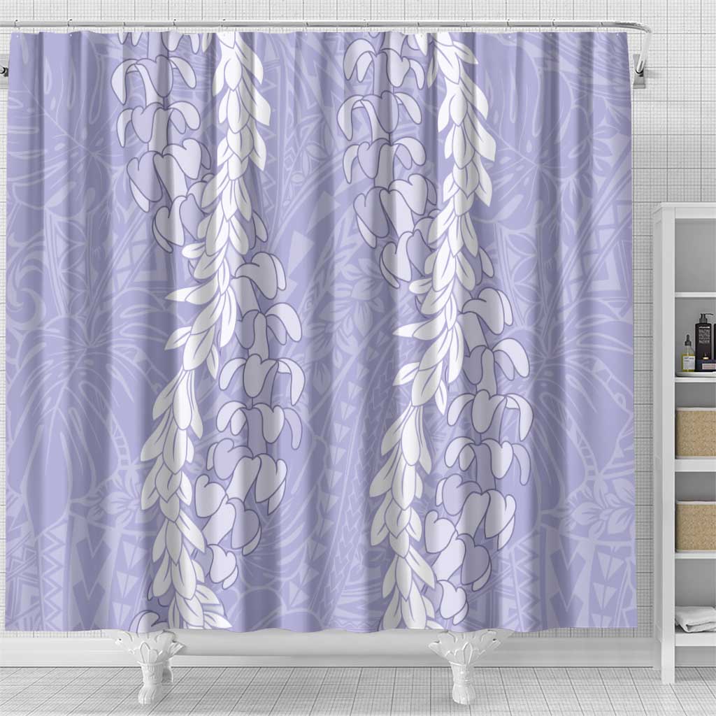 Puakenikeni and Maile Lei Shower Curtain Purple Double Strand Lei LT9 - Polynesian Pride