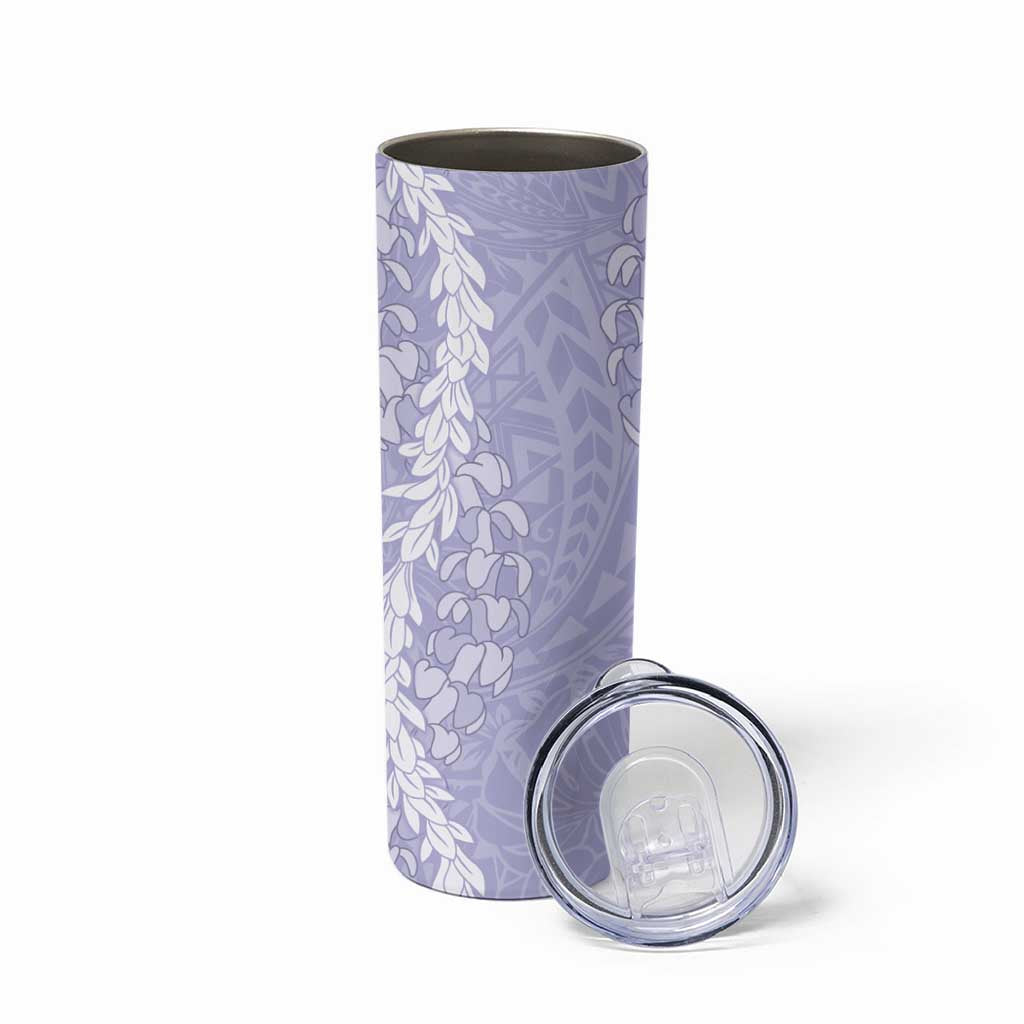 Puakenikeni and Maile Lei Skinny Tumbler Purple Double Strand Lei