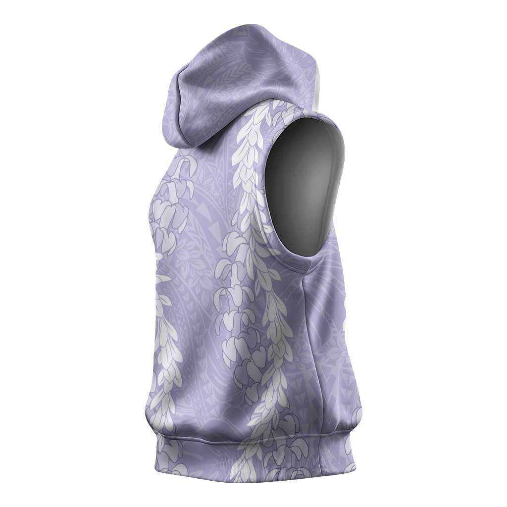 Puakenikeni and Maile Lei Sleeveless Hoodie Purple Double Strand Lei - Polynesian Pride