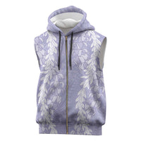Puakenikeni and Maile Lei Sleeveless Zip Hoodie Purple Double Strand Lei - Polynesian Pride