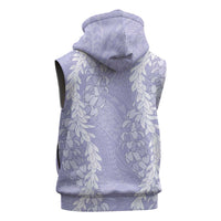Puakenikeni and Maile Lei Sleeveless Zip Hoodie Purple Double Strand Lei - Polynesian Pride