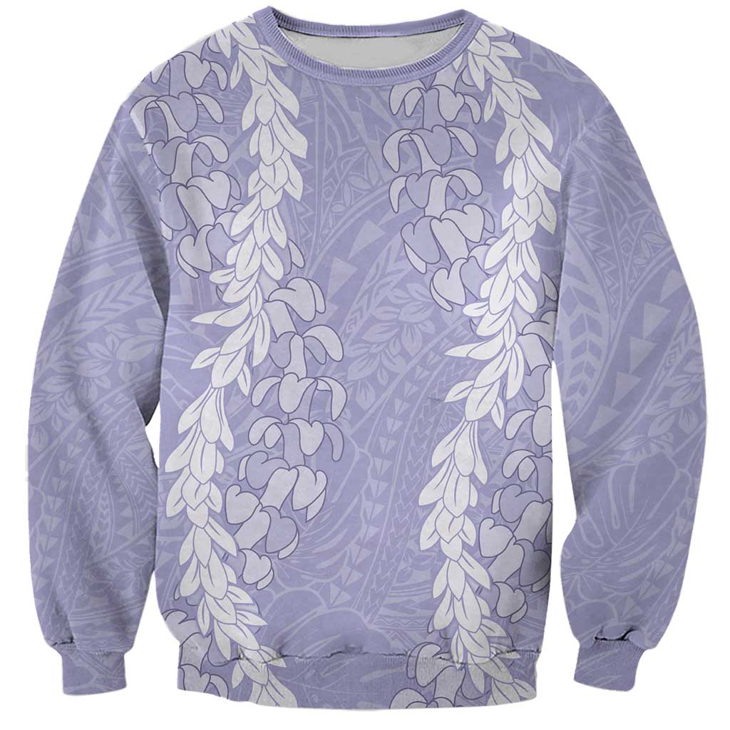 Puakenikeni and Maile Lei Sweatshirt Purple Double Strand Lei