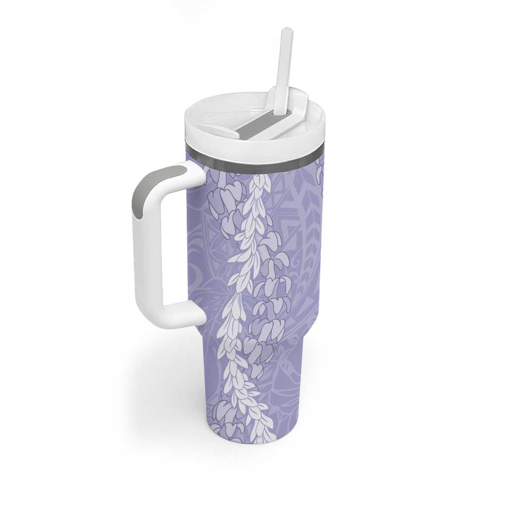 Puakenikeni and Maile Lei Tumbler With Handle Purple Double Strand Lei
