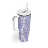 Puakenikeni and Maile Lei Tumbler With Handle Purple Double Strand Lei