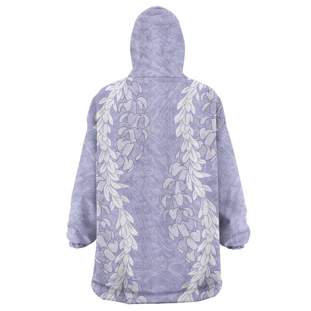 Puakenikeni and Maile Lei Wearable Blanket Hoodie Purple Double Strand Lei