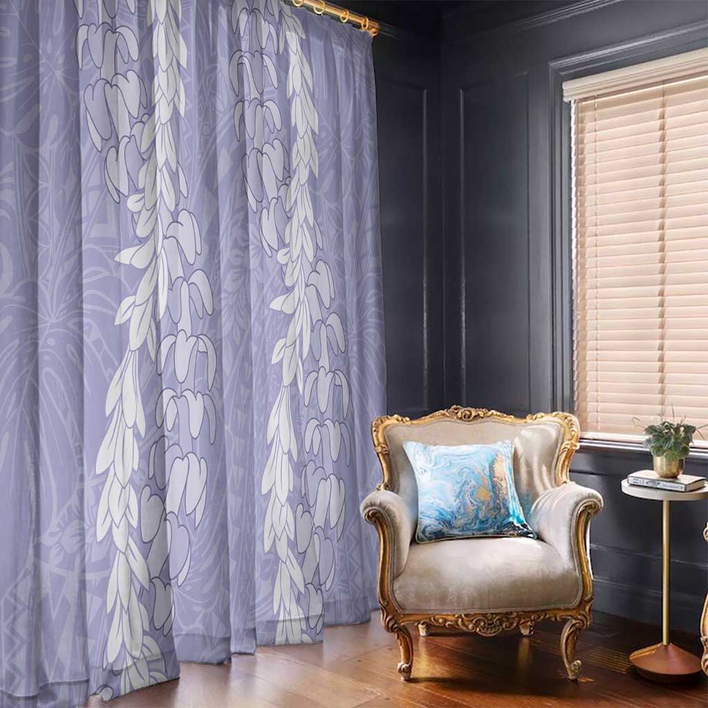 Puakenikeni and Maile Lei Window Curtain Purple Double Strand Lei