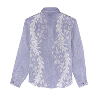 Puakenikeni and Maile Lei Women Casual Shirt Purple Double Strand Lei
