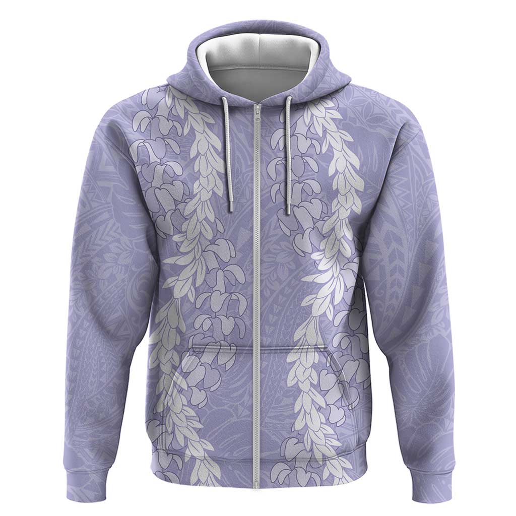 Puakenikeni and Maile Lei Zip Hoodie Purple Double Strand Lei LT9 Zip Hoodie Purple - Polynesian Pride